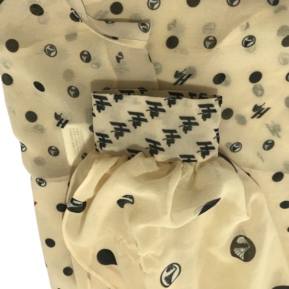 Women's Semi Sheer Polka Dot Blouse With Mock Turtleneck Light Cream/Beige Small - Picture 10 of 12